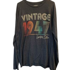 1947 Birthday Gray Long Sleeve T-Shirt - XL